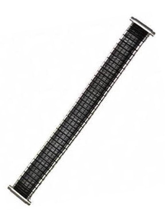 16-20mm Black Silver Twist O Flex Romunda Expansion Watch Band Strap