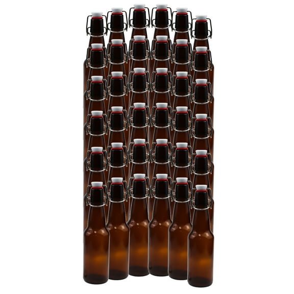 16-20oz Amber Growler with Flip Top Airtight Silicone Seal | for Beverages or Storage| Pack of 36 | Ice N Cold