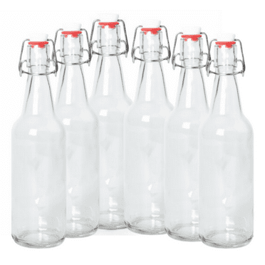 16-20oz Clear Growler with Flip Top Airtight Silicone Seal | for Beverages or Storage | Pack of 6 | Ice N Cold