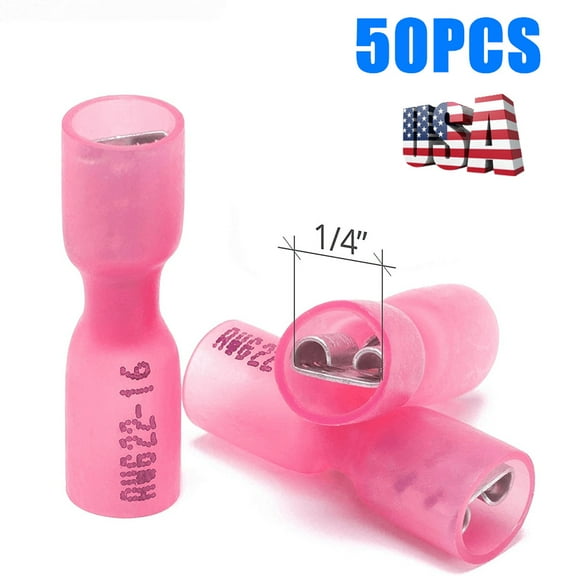 16-22 AWG Quick Disconnects Female Heat Shrink Spade Crimp Connctors 50PCS