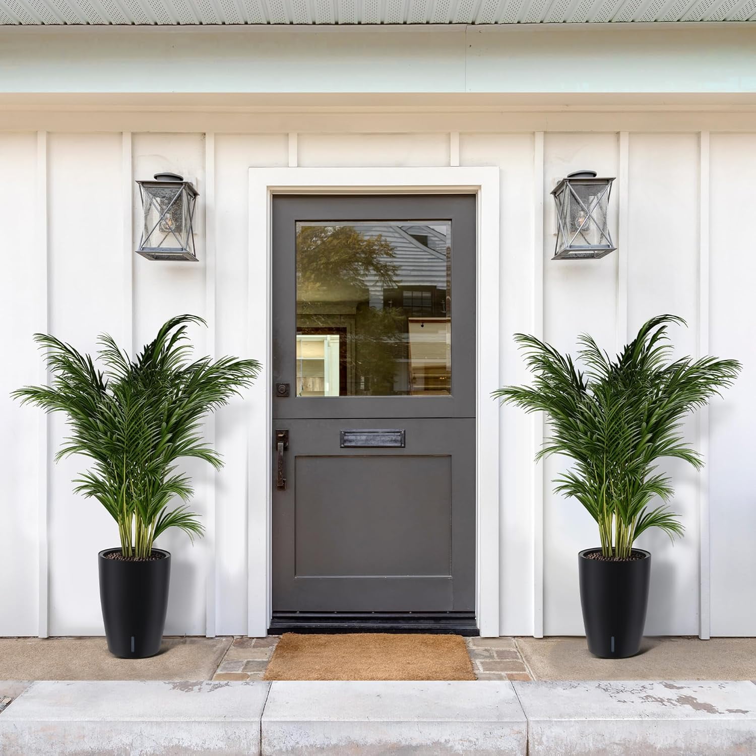 16"/22"  Tall Planters Set of 2, Plant Pots, Self Watering Pots for Indoor Plants, Flower Pots With Built-In Drainage and Visual Water Level Design, for Patio, Porch, Living Room, or Home Office