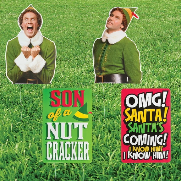 16" - 24" Buddy the Elf & Quotes Yard Signs - 4 Pieces