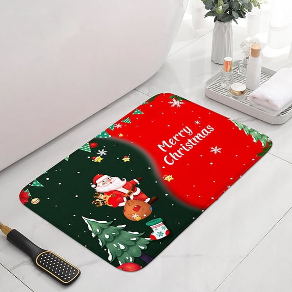 16*24inch Super Soft Absorbent Bathroom Rugs Floor Rug for Bedroom Christmas Doormats Santa Claus Area Rug