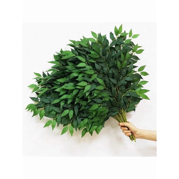 16/24pcs Italian Ruscus Greenery Stems, 27.6in Artificial Green Leaf Garland Vines Hanging Spray For Wedding Arch Bouquet Filler Table Centerpieces Home Decor