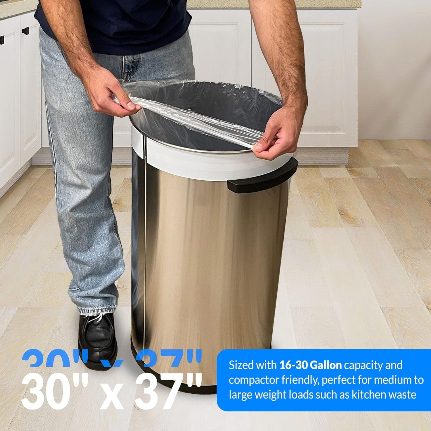 16-25 Gallon Trash Bags (500 Count Bulk) Clear Garbage bags