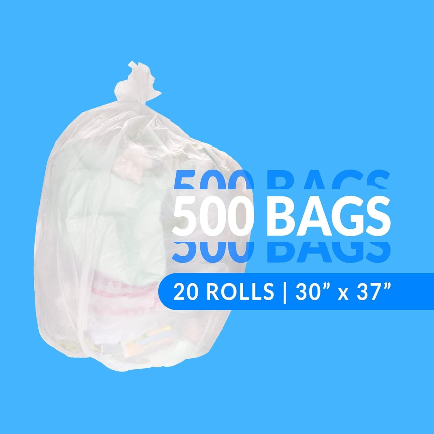 16-25 Gallon Trash Bags (500 Count Bulk) Clear Garbage bags