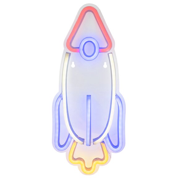 16.25" LED Neon Style Rocketship Wall Sign