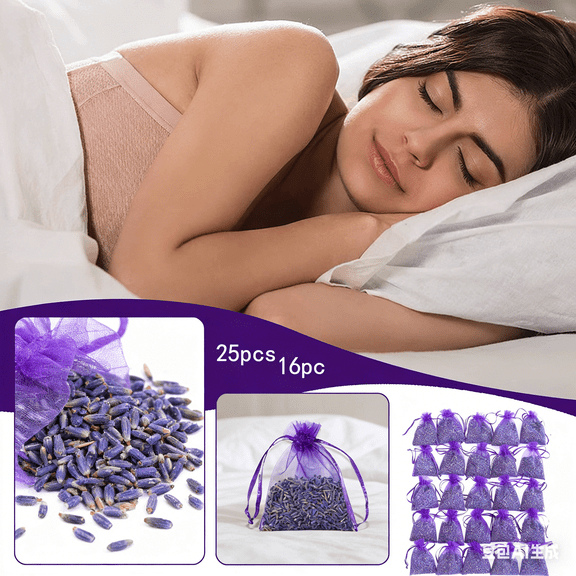 16/25 Pack Dried Lavender Sachets, Natural Scented Bags for Drawers Closets Wardrobe, Fresh Home Aroma