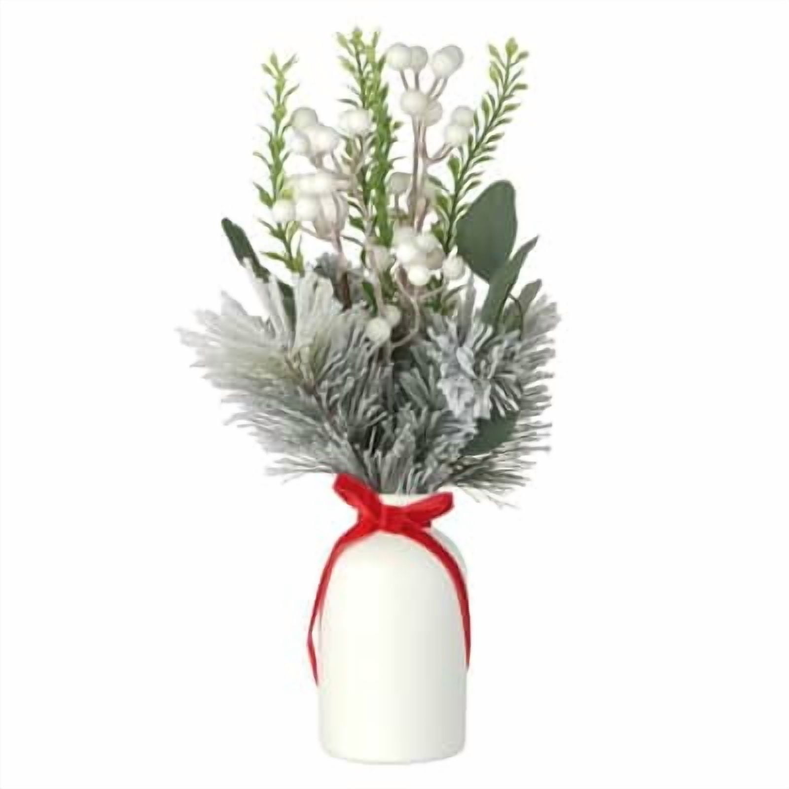 16.25" Snowy Greenery & White Berry Arrangement in White Ceramic Vase by Ashland - Holiday and Christmas Home Decor