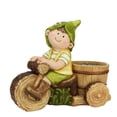 thumbnail image 1 of Northlight 16.25" Boy Gnome Riding Bicycle with Flower Pot Outdoor Garden Patio Planter - Brown, 1 of 1