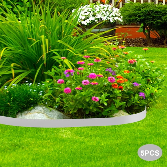 16.25ft Steel Landscaping Edging 3in Tall Gray Flexible Garden Border with Nano Baking Paint & T-Shaped Teeth