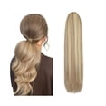 thumbnail image 1 of 16-26 Inch Long Straight Drawstring Ponytail Extensions #P18/613 Highlight Human Hair Ponytail Hairpieces, 1 of 6