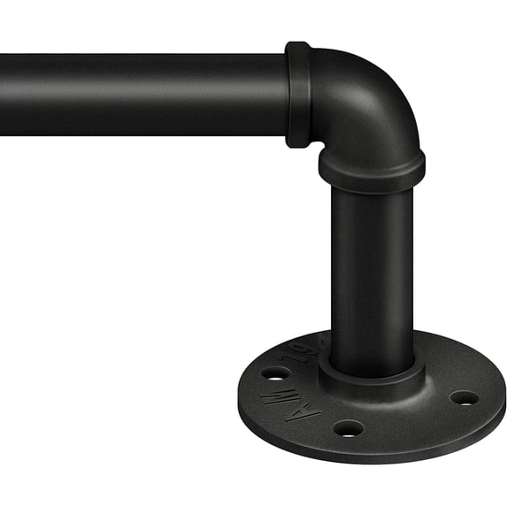 16" to 28"Curtain Rods for Windows, 1 inch Industrial Curtain Rod, Adjustable Wrap Around Black Curtain Rods, Black Industrial Indoor/Outdoor Curtain Rod