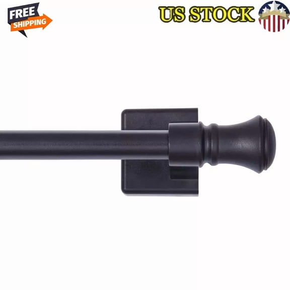 16-28 In Cameron Adjustable Steel/Plastic Magnetic Drapery Rod 7/16 In Dia Black