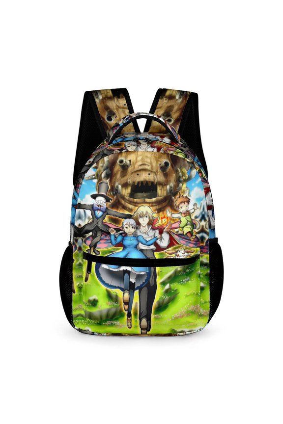 16.2In Howls Moving Castle Fire Backpack Lightweight Backpack Large Capacity Portable Outdoor Travel Backpack Laptop Bag
