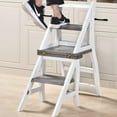 thumbnail image 1 of 16.3" Foldable Wooden Ladder Chair - Dual Purpose Step Stool & Display Stand (16.3"L X 14.8"W X 34.3"H), 1 of 13