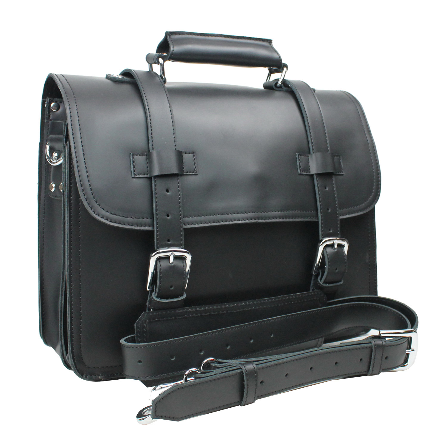 16 3-tier Pro Leather Briefcase L63.BLK