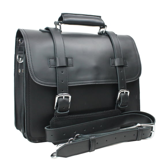 16 3-tier Pro Leather Briefcase L63.BLK