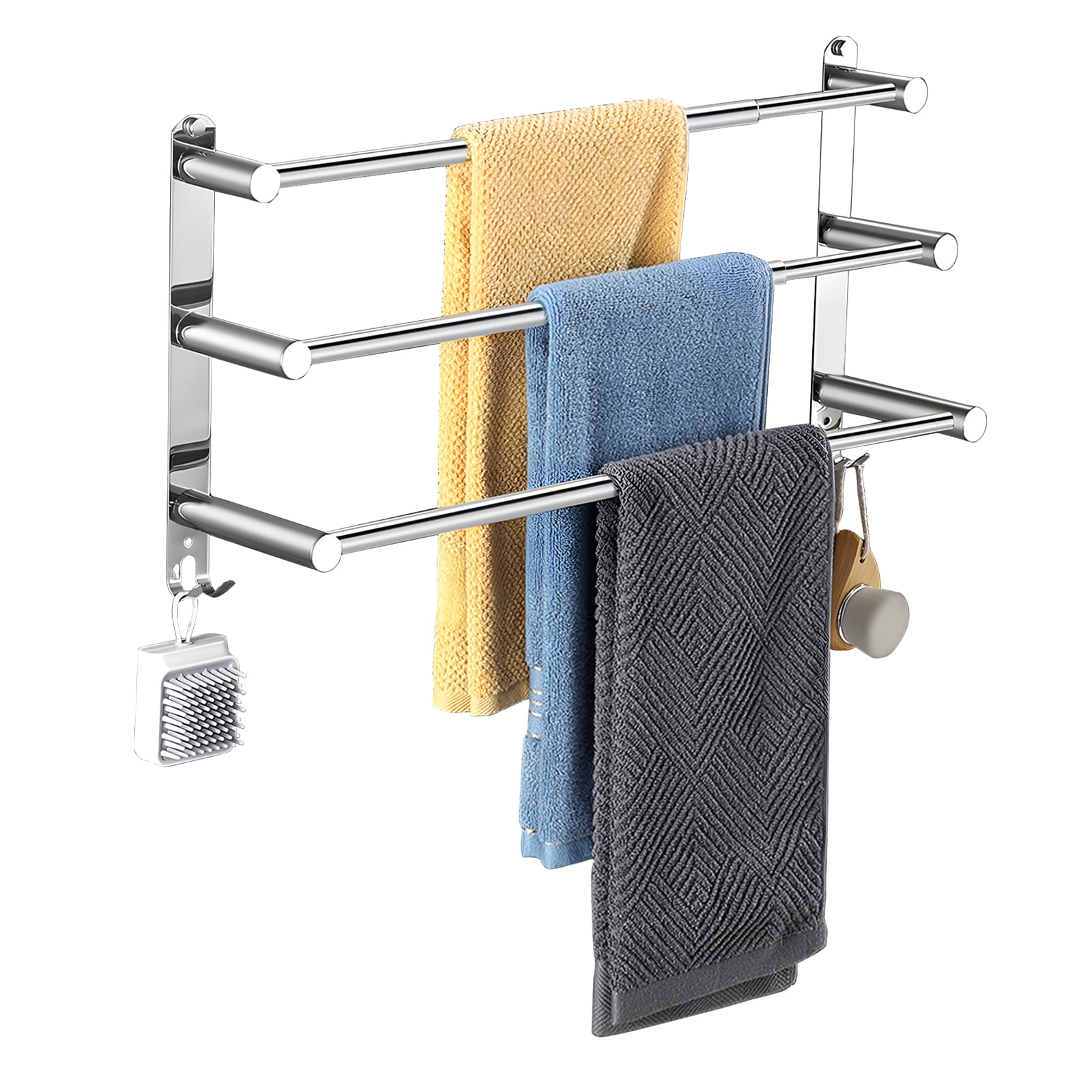 16- to 30-inch Adjustable Towel Rack for The Bathroom and Kitchen, Hand Towel Holder,  SUS304 Stainless Steel, Rust-resistant Wall Mount, No Drilling Required ,Silvery
