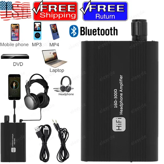 16-300O Hifi Headphone Amplifier Portable Earphone Amp 3.5Mm W/ Audio Usb Cable