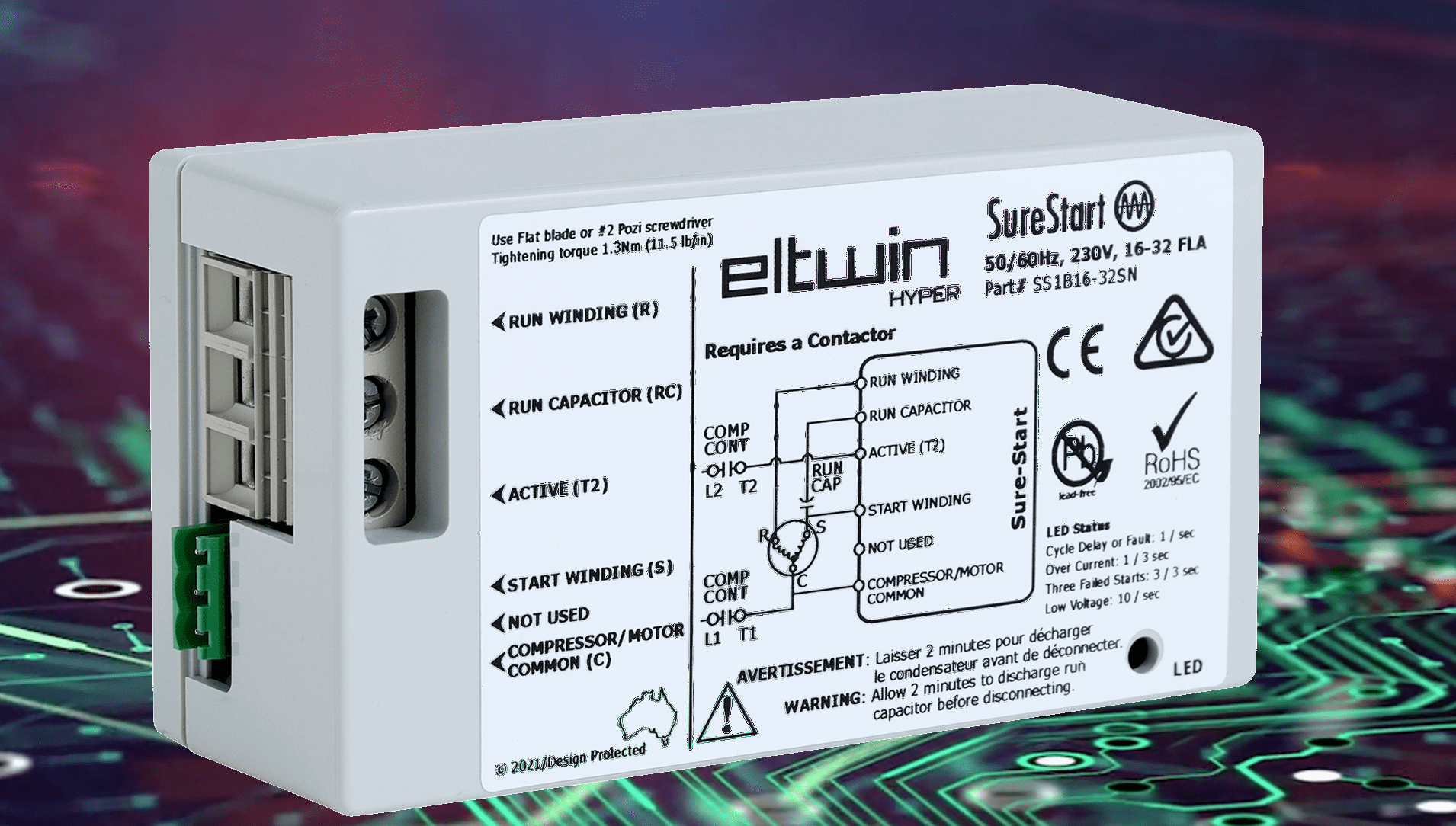 1632A Soft starter for residential AC Units 3.5 7 Ton. EltwinHyper