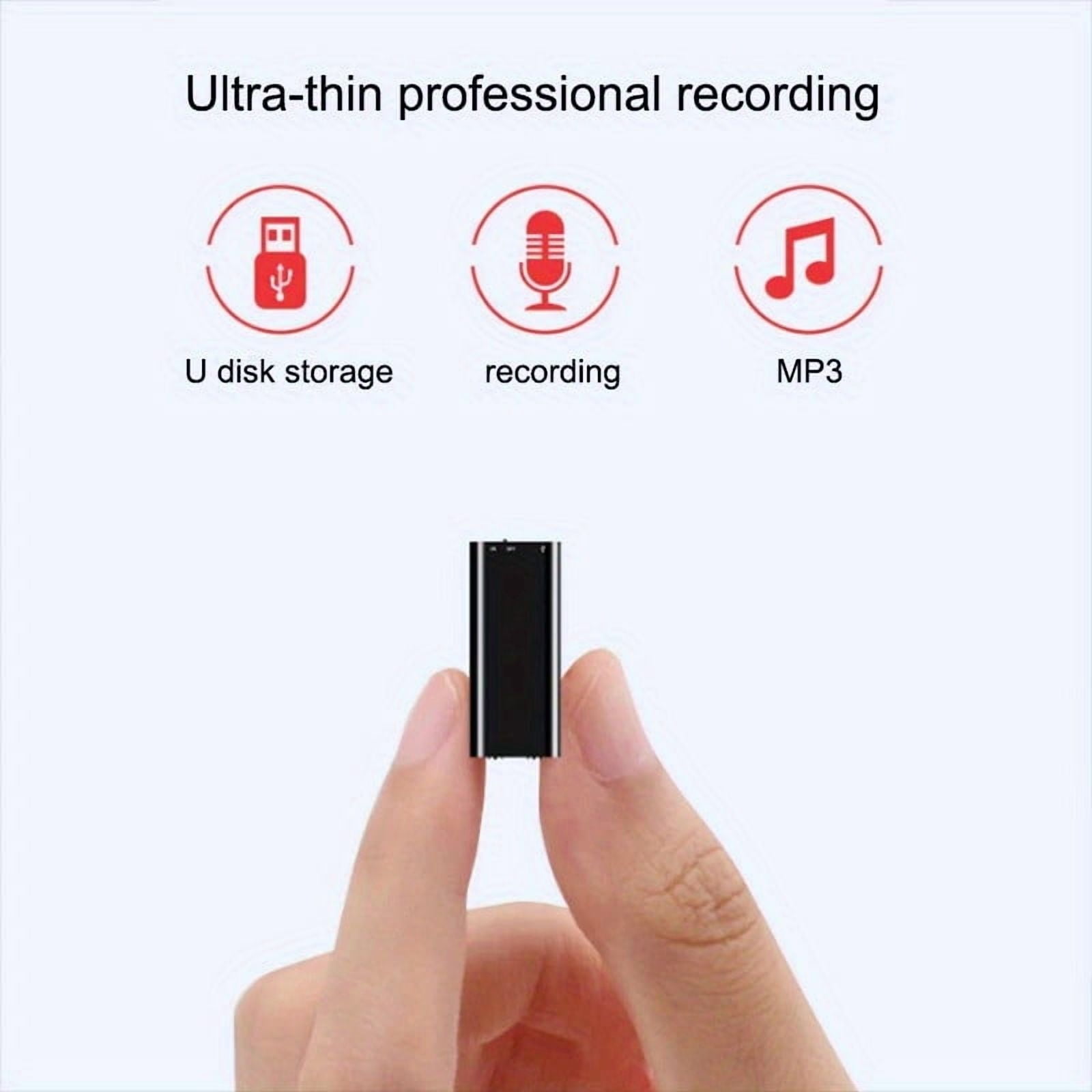 16/32GB Mini USB Recorder with Noise Reduction, MP3 Player & Voice Recorder, Includes Headphones & USB Cable, 96H Battery, Portable for Smartphone, Music Playback, Compact & Durable