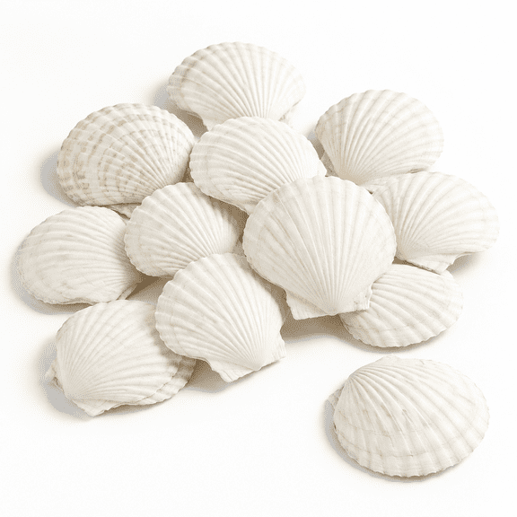 16 4-5 Inch White Scallop Seashells for Crafts, Wedding and Beach Theme Decor