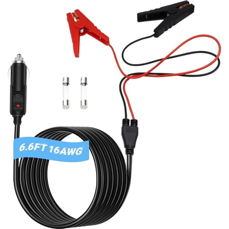 16.4 FT DC Power Cord Cable 12V/24V for Car Fridge Car Refrigerator Freezer Compatible with Alpicool, ARB,BougeRV, Bodega, Dometic,Euhomy, ICECO Etc Most Brands Portable Refrigerator (Black, 16.4 FT)
