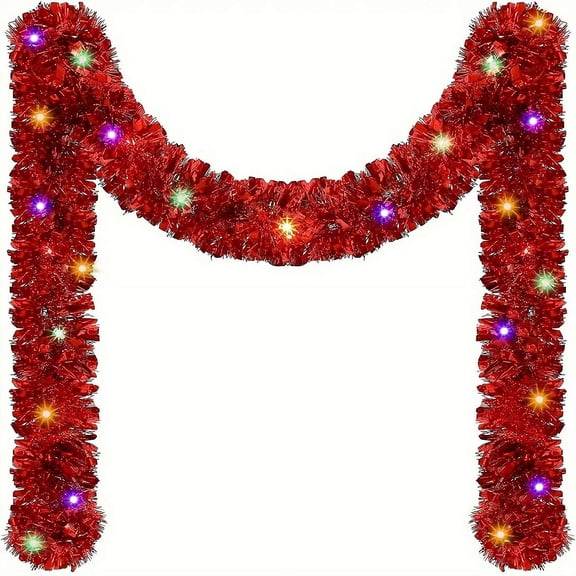 16.4 FT Pre-Lit LED Christmas Garland, Battery Operated Mini String Lights for Indoor/Outdoor Decor, Hanging Garland for Stair Railings, Xmas, New Year, Weddings & Holiday Parties