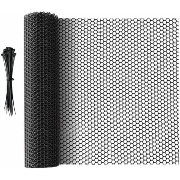16.4 FT x 15.7 in Roll Mesh Fence, Versatile Black Plastic Fencing & Netting, Cuttable Animal Wire Mesh Fence, Durable Tree Trunk Protector, Suitable for Cat Dog Rabbit Barrier and Plant Protectors
