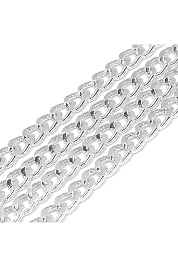 16.4 Feet(5m) Unwelded Aluminum Curb Chains Silver DIY Craft Chain Stainless Steel Chain Curb Jewelry Making Findings Supplies