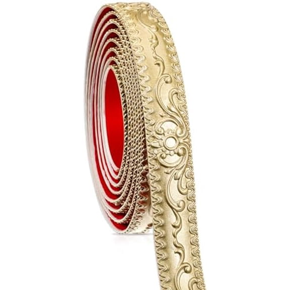 16.4 Feet Champagne Gold Flexible Molding Trim Wall Trim, Mirror Frame Trims, Cabinet Border Self Adhesive Peel and Stick Molding Ceiling Moldings for Bathroom Home Decor, Champagne Gold