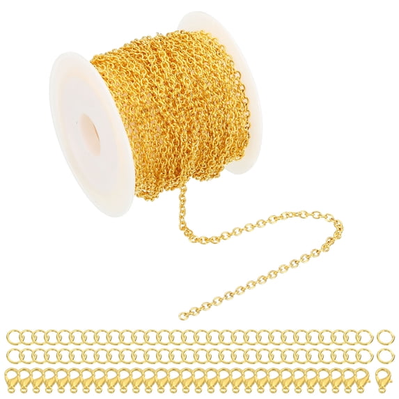 16.4 Feet Curb Chain, Twisted Cuban Link Chain with Spool for Jewelry Making DIY Necklace Bracelet, Golden