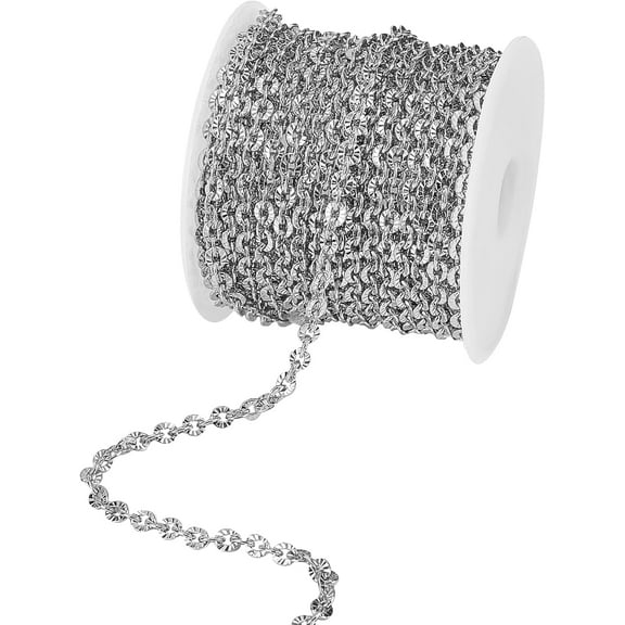 16.4 Feet Flat Brass Textured Cable Chains Straps Handbag Chains for Shoulder Body Sling Purse Handbag Perfect for DIY Metal Purse Replacement Silver DIY