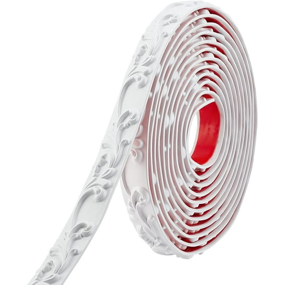 16.4 Feet Flexible Molding Trim Self Adhesive 0.28" Peel and Waterproof Wall Trim Corner Line Adhesive Border for Home Mirror Cabinet Edge Door Frame Decoration White Mixed Color