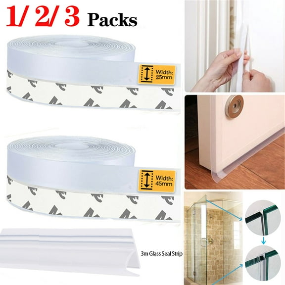 16.4 Feet Silicone Seal Strip,Door Weather Stripping Door Seal Strip Window Seal Silicone Sealing Tape for Door Draft Stopper Adhesive Tape for Doors Windows and Shower Glass Gaps (Transparent, 45MM)
