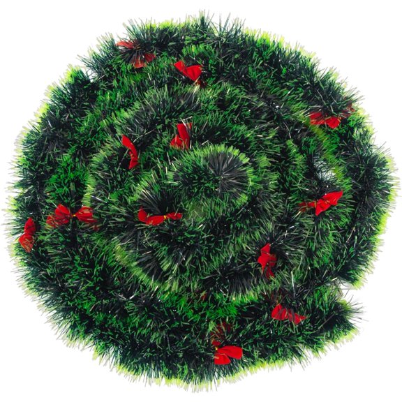 16.4 Ft Dark Green Frost Tip Metallic Tinsel Garland with 50 Warm LED Lights, Artificial Xmas Tree Decoration for Indoor Outdoor, Holiday Party Supplies