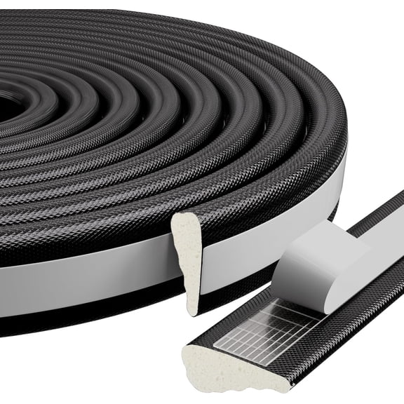 16.4 Ft Weather Stripping Seal Strip for Doors/Windows,Soundproofing Window Insulation Draft Stopper for Winter, Selfadhesive Foam Weather Strip for Door Frame,Door Gap Filler Noise Blocker(Black)