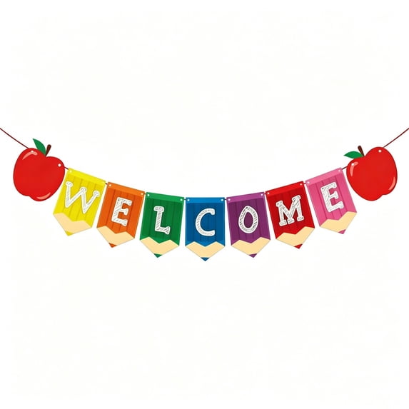 16.4 Ft Welcome Banner,Colorful Pre-strung Cardstock Hanging Decor for Teacher Office Home Semester Begin Party
