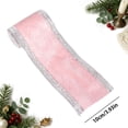 thumbnail image 1 of 16.4 Ft x 3.94 In Pink Christmas Velvet Wired Ribbon with Embossed Border for Christmas Tree Wreath Gift Wrapping Holiday Decor, 1 of 7