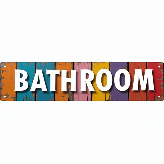 16*4 Inch BATHROOM Tin Signs - Beachy Bathroom Decor Vintage Outdoor Decor for Restroom Patio Garage Wall Art