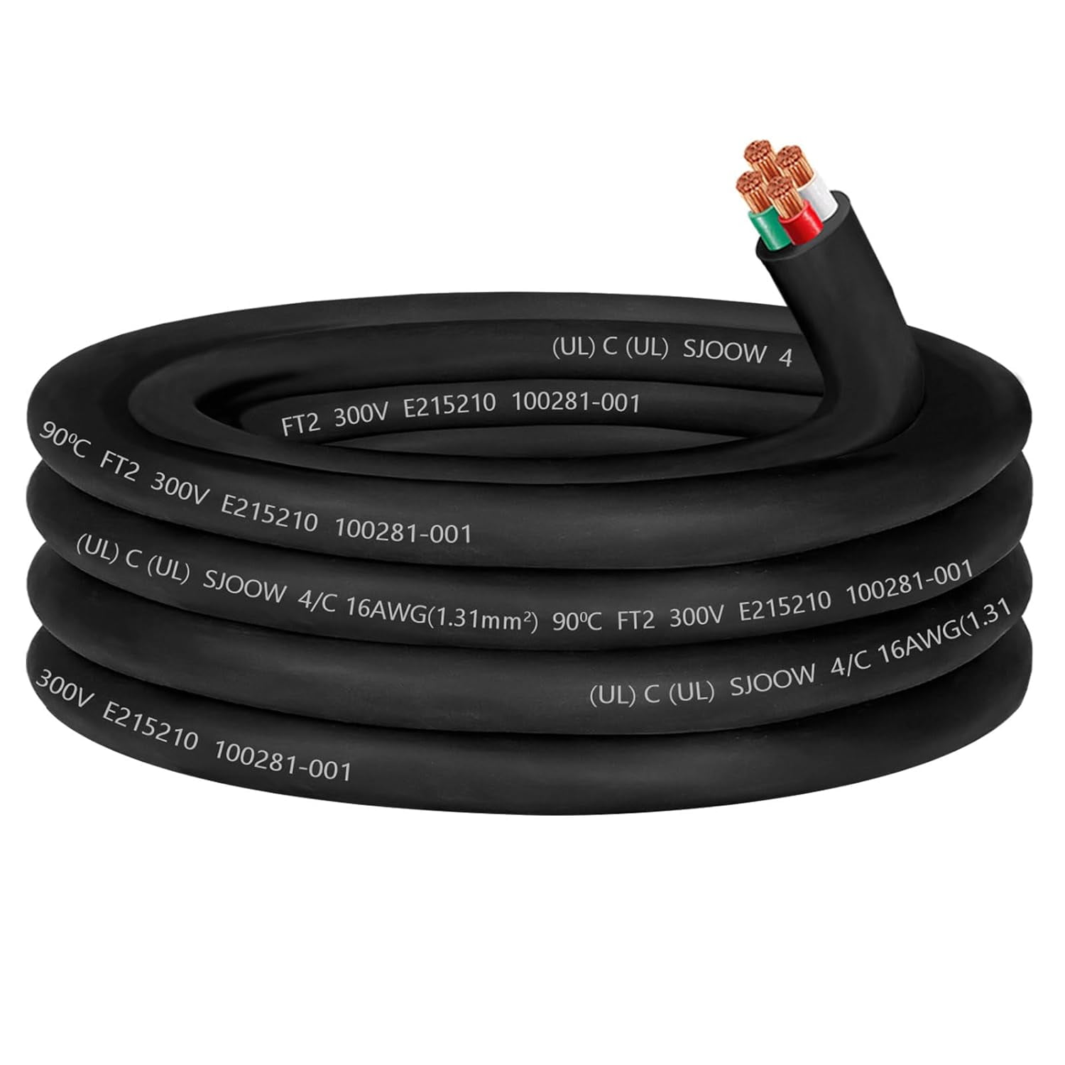 16/4 Wire 16 AWG SJOOW Portable Power Cable,16 Gauge 300V 4 Conductor SJOOW Cable Cord Electrical Wire for Mini Split Air Conditioner HVAC/Heat Pump/Speaker Systems/Light/Trailer,Indoor Outdoor-25FT
