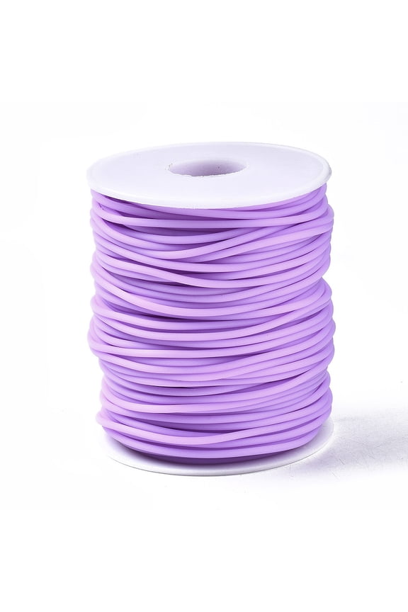 16.4 Yards 4mm Hollow Rubber Tube Cords with 2mm Hole Soft Jewelry Cord Cover Memory Wire for Knitting DIY Craft Beading Necklaces Bracelet(Medium Purple) DIY