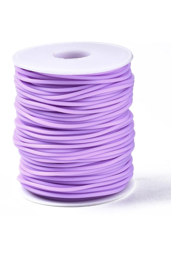 16.4 Yards 4mm Hollow Rubber Tube Cords with 2mm Hole Soft Jewelry Cord Cover Memory Wire for Knitting DIY Craft Beading Necklaces Bracelet(Medium Purple)