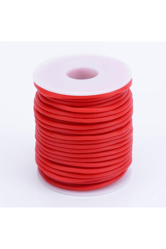 16.4 Yards 4mm Hollow Rubber Tubing Jewelry Cord 2mm Hole PVC Tubular Synthetic Tube Thread with Spool for DIY Craft Bracelet Necklace Jewelry Making(Red)