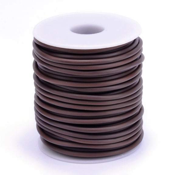 16.4 Yards 4mm Hollow Rubber Tubing Jewelry Cord 2mm Hole PVC Tubular Tube Thread with Spool for DIY Craft Bracelet Necklace Jewelry Making(Saddle Brown)