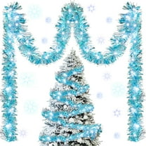 16.4 ft Christmas Prelit Tinsel Lighted Garland with 50 LED Lights Hanging Christmas Foil Tinsel Garland for Xmas Tree Wedding Party