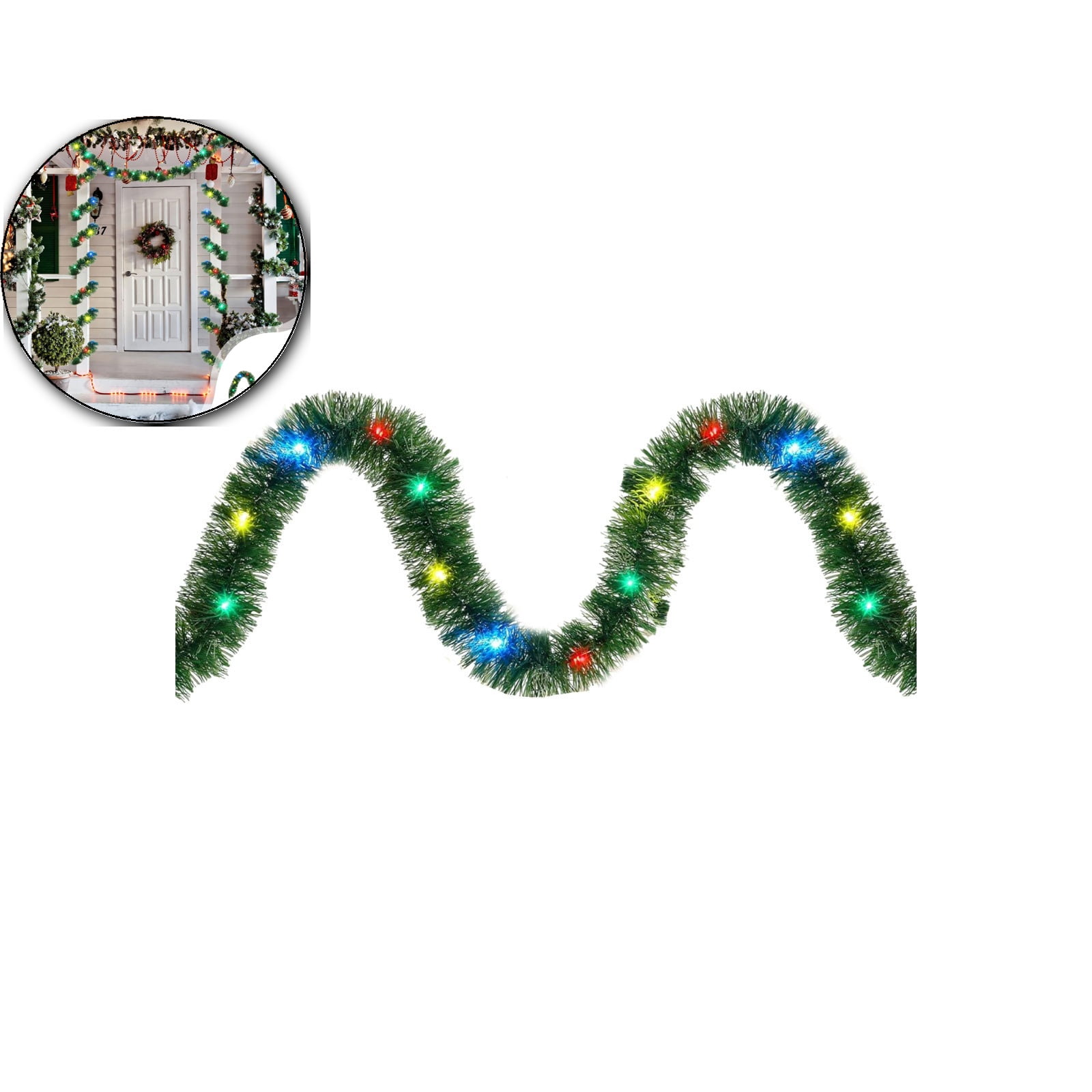 16.4 ft Christmas Tinsel Garland Lighted Metallic Twist Tree Decoration