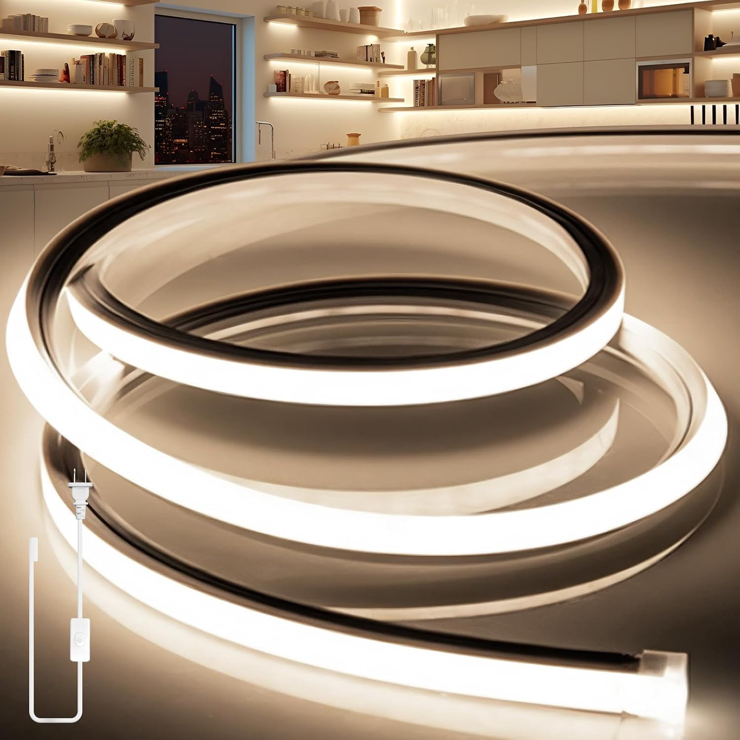 16.4 ft LED Strip Lights Neon Rope Light Flexible Silicone Waterproof ...