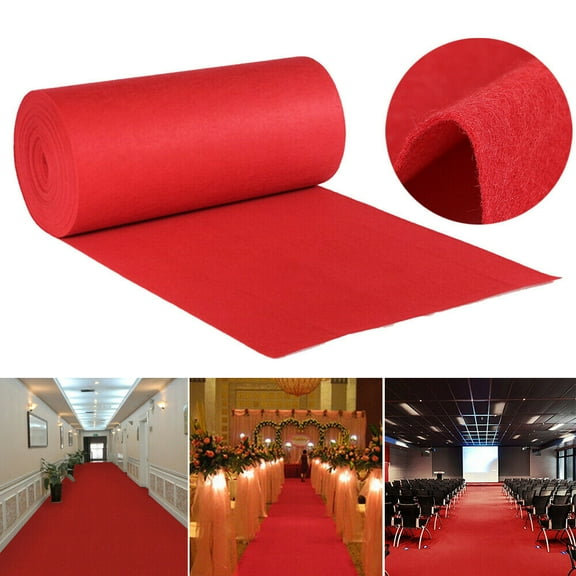 16/40FT Red Wedding Carpet Aisle Floor Runner Runway Rug Floor Mat for Christmas Xmas Banquet Party Event Decor